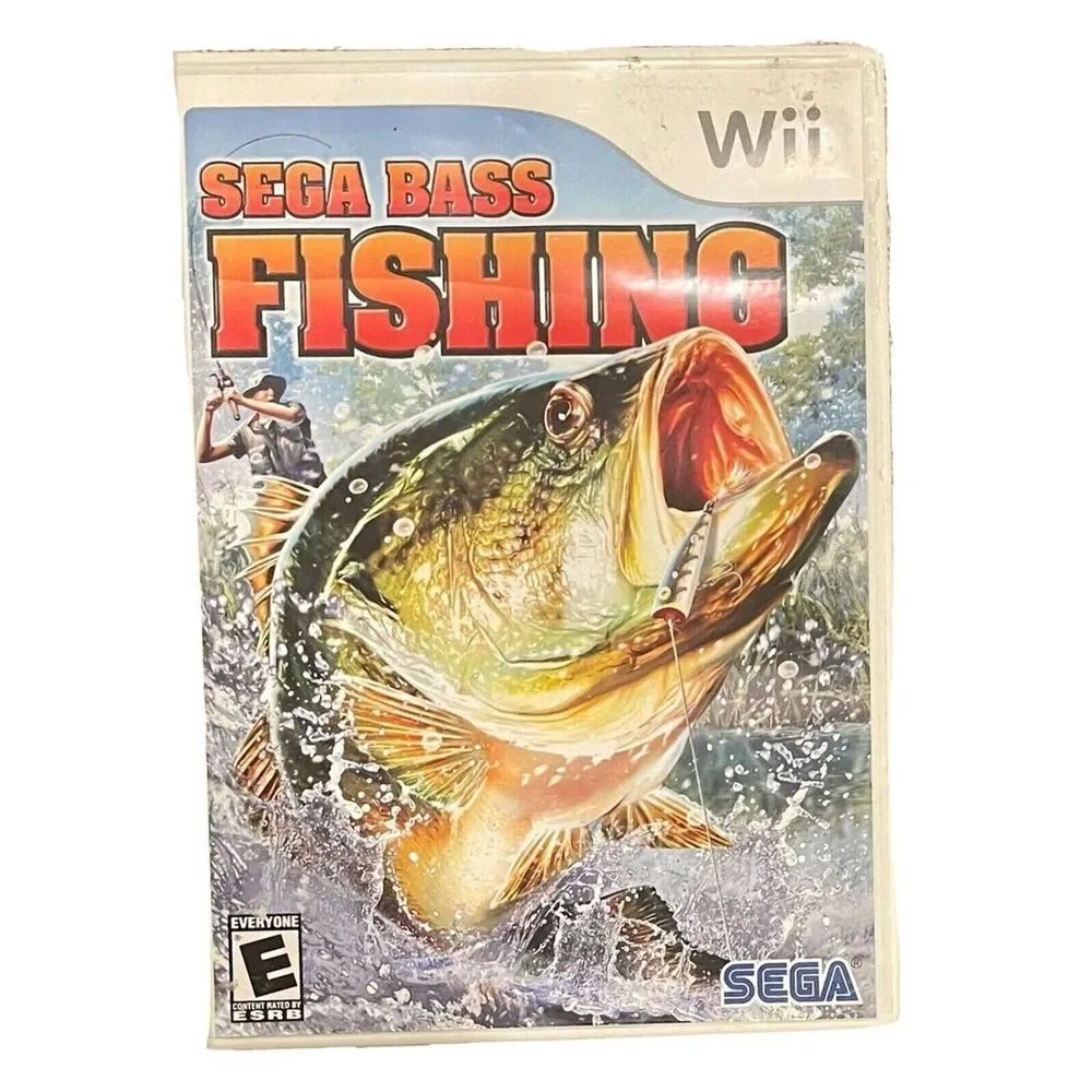 Sega Bass Fishing (Nintendo Wii) TESTED COMPLETE CASE DISC BOOK Video Game